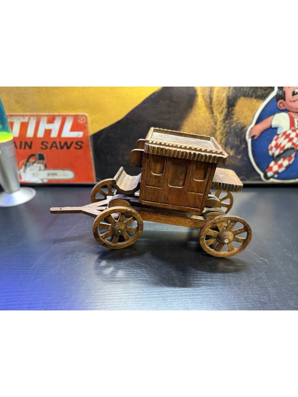 Wooden Stagecoach Trinket Box Western Carriage Decor